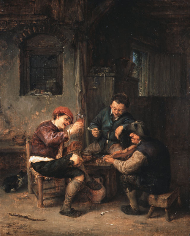 Adriaen van Ostade's painting: Three Peasants at an Inn