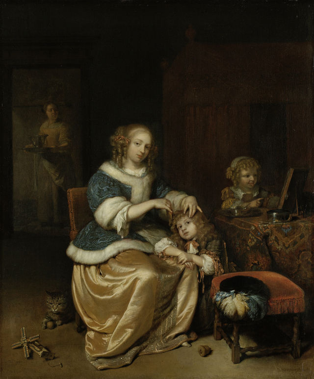 Caspar Netscher's painting: Maternal Care