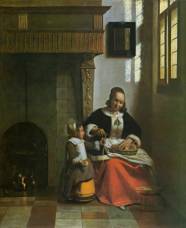 Pieter de Hooch's painting: A Woman Peeling Apples