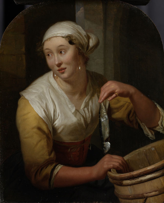 Godfried Schalcken's painting: Woman Selling Herring