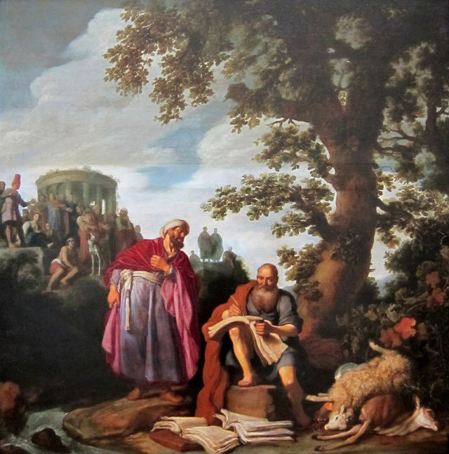 Pieter Lastman's painting: Hippocrates visiting Democritus