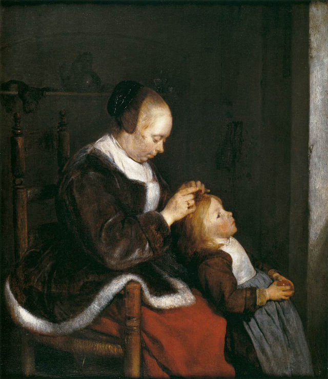 Gerard ter Borch's painting: A Mother Combing the Hair of Her Child