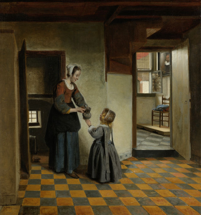 Pieter de Hooch's painting: A Woman with a Child in a Pantry