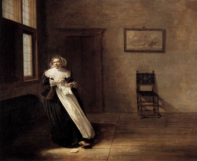 Dirck Hals's painting: Woman Tearing a Letter