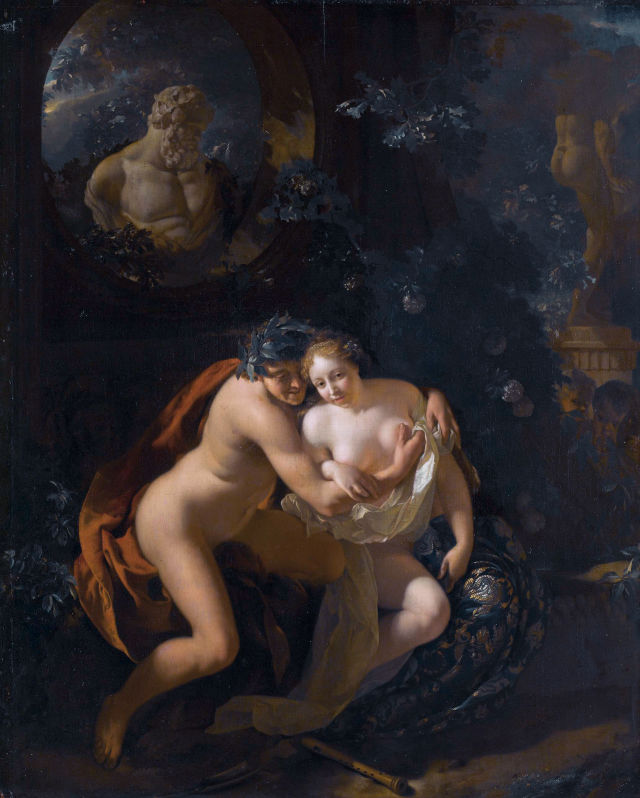 Adriaen van der Werff's painting: Lovers Spied Upon by Children