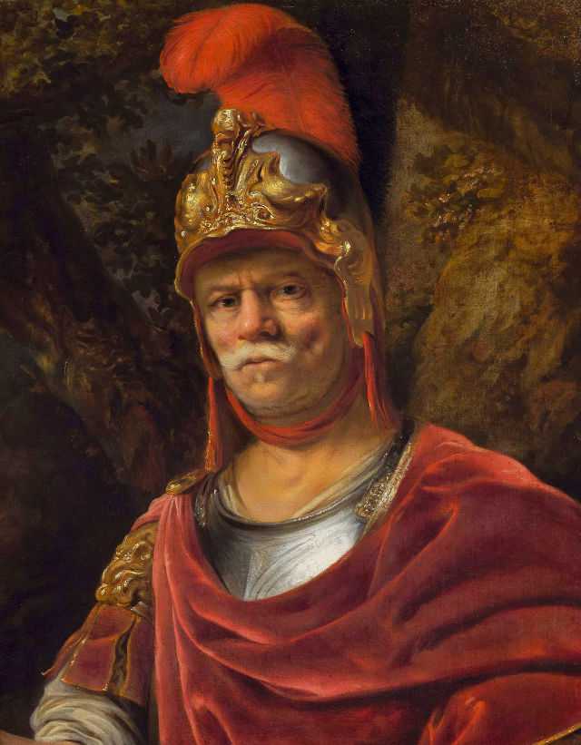 Ferdinand Bol's painting: Man in Golden Helmet (Mars)