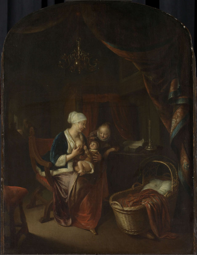 Domenicus van Tol's painting: A Mother Giving Her Child the Breast