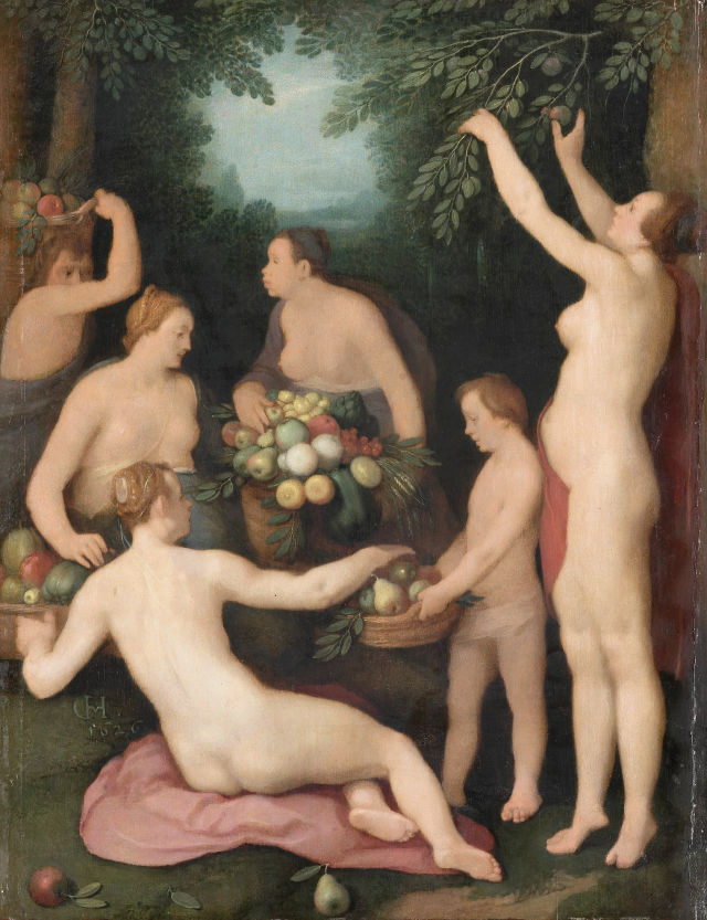 Cornelis van Haarlem's painting: Pomona Receiving the Harvest of Fruit