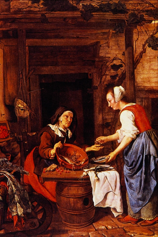 Gabriël Metsu's painting: Old Woman Selling Fish
