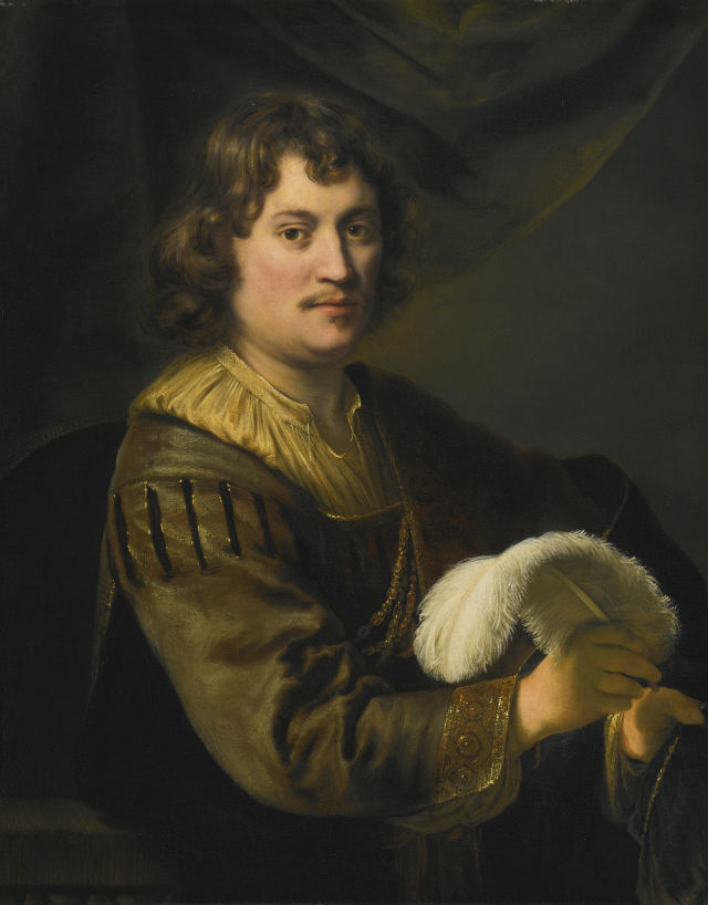 Ferdinand Bol's painting: Man, Holding a White Plume