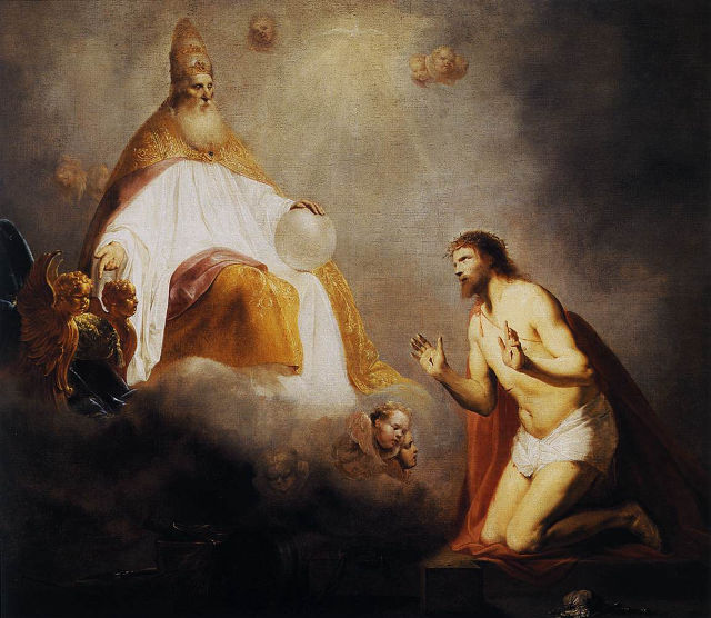 Pieter de Grebber's painting: God Inviting Christ to Sit on the Throne at His Right Hand