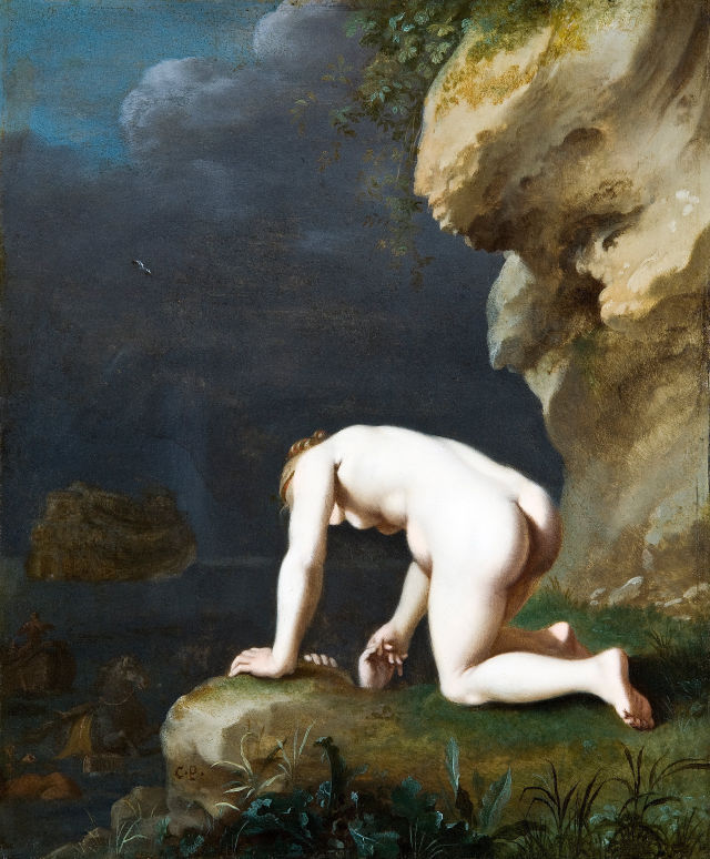 Cornelis van Poelenburgh's painting: The Goddess Calypso rescues Ulysses