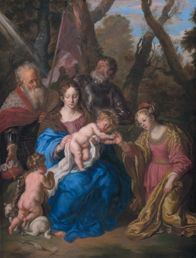 Joachim von Sandrart's painting: Mystic Marriage of St . Catherine with Saints