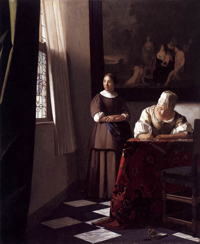 Johannes Vermeer's painting: Lady Writing a Letter with Her Maid