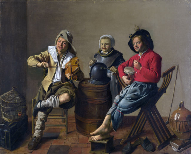 Jan Miense Molenaer's painting: Two Boys and a Girl Making Music
