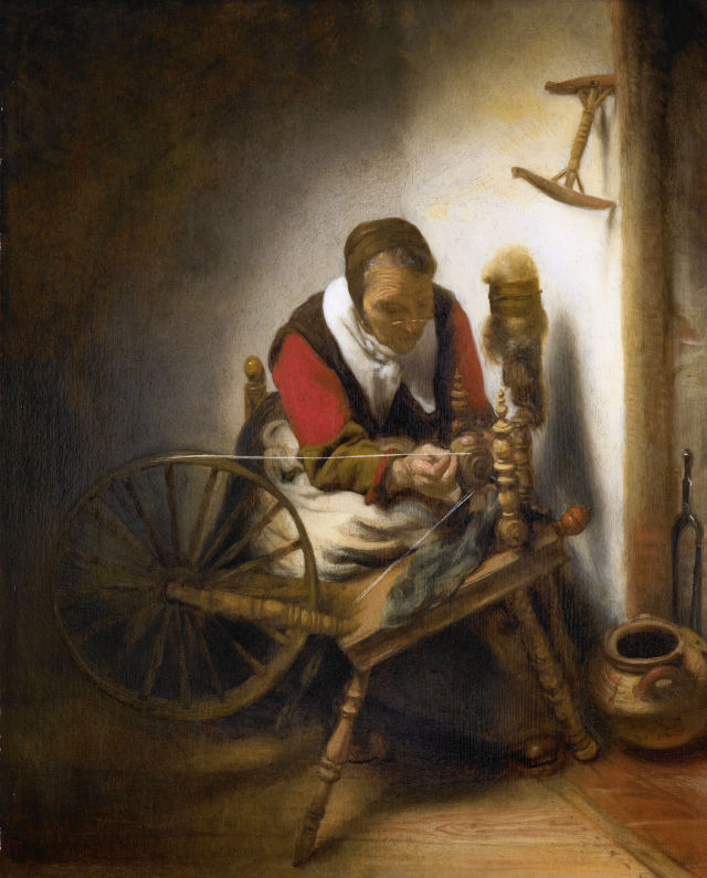 Nicolaes Maes's painting: A Woman Spinning