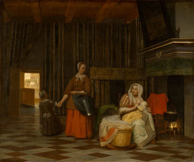 Pieter de Hooch's painting: Suckling Mother and Maid