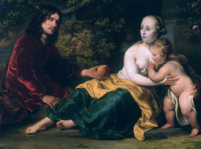 Ferdinand Bol's painting: Wigbold Slicher, Elisabeth Spiegel and their Son as Paris, Venus and Amor