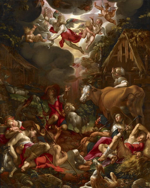 Joachim Wtewael's painting: Annunciation to the Shepherds