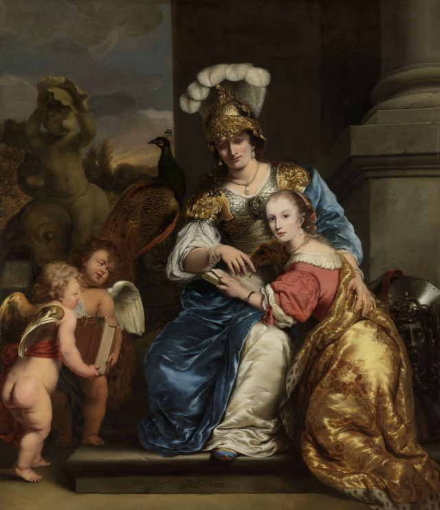 Ferdinand Bol's painting: Margarita Trip as Minerva, Instructing her Sister Anna Maria Trip