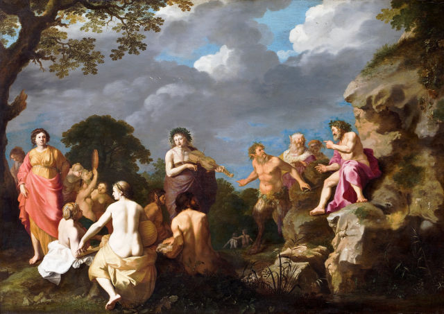 Cornelis van Poelenburgh's painting: The Musical Contest between Apollo and Marsyas