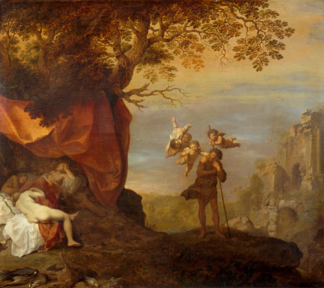 Cornelis van Poelenburgh's painting: Cimon and Iphigenia