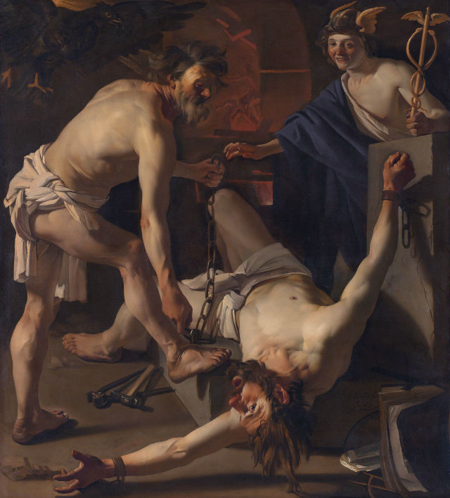 Dirck van Baburen's painting: Prometheus Chained by Vulcan