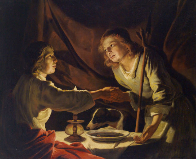 Matthias Stom's painting: Esau Selling Jacob His Birthright