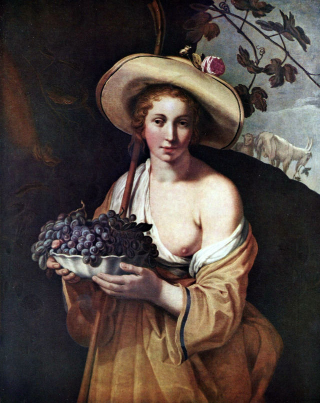 Abraham Bloemaert's painting: Shepherdess with Grapes