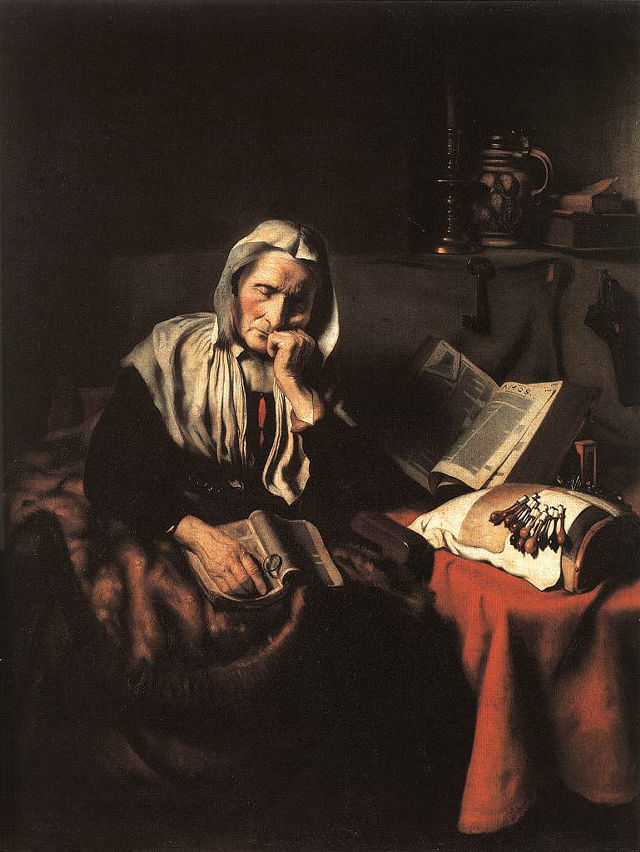 Nicolaes Maes's painting: Old Woman Dozing
