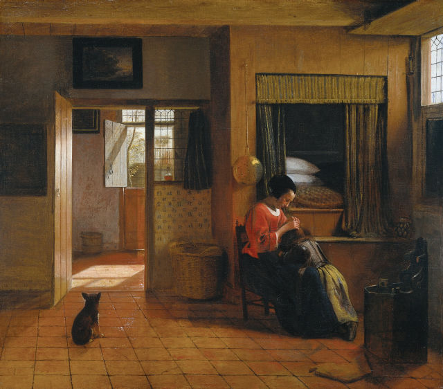 Pieter de Hooch's painting: Interior with a Mother delousing her Child's Hair