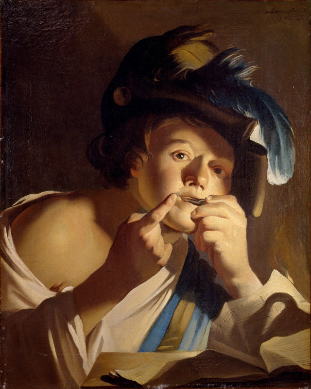 Dirck van Baburen's painting: Young Man with Jew's Harp